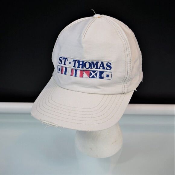 Vintage St Thomas Maritime Signal Flags Trucker Cap Snapback Distressed Hat - Picture 2 of 7